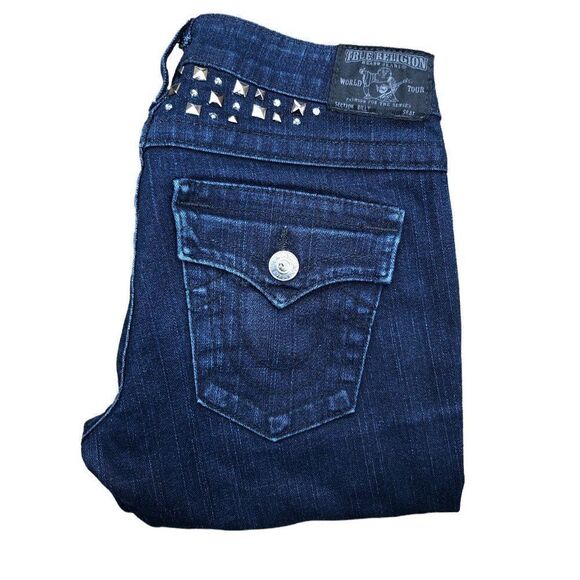 TRUE Religion Jeans Size 26 BILLY Blue Gem Stone - Picture 6 of 8